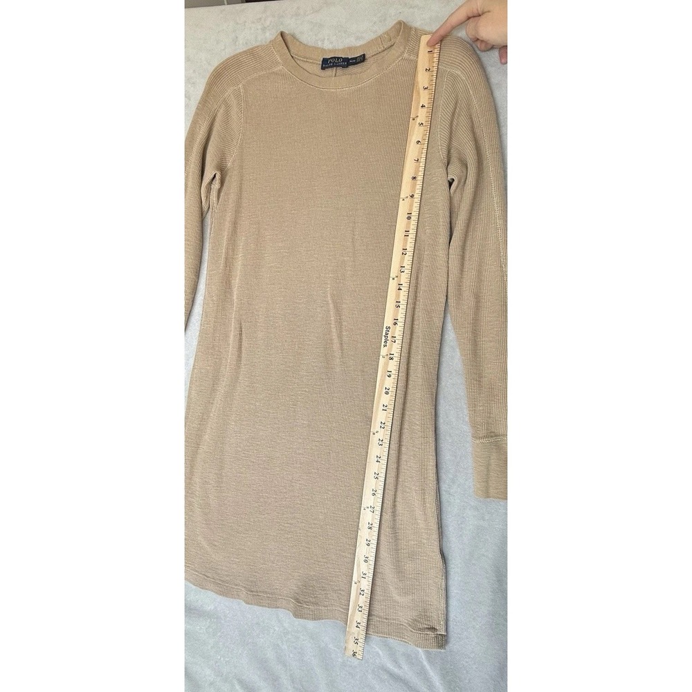 Polo Ralph Lauren Dress Boating Khaki Beige Waffle Knit Thermal Coastal Neutral - Picture 3 of 6